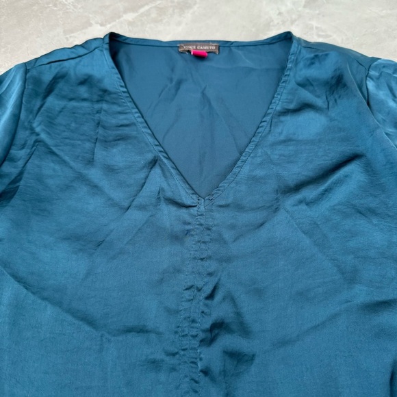 Women’s Vince Camuto Tie Front Elastic Cuff Long Sleeve V-Neck Top Medium - Picture 3 of 15